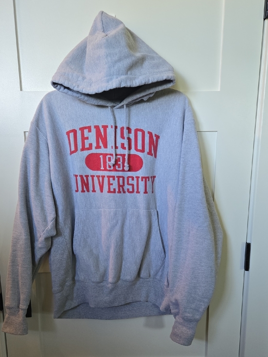 Champion Other - Champion Gray Hoodie with Red Denison University 1831 Print Reverse Weave